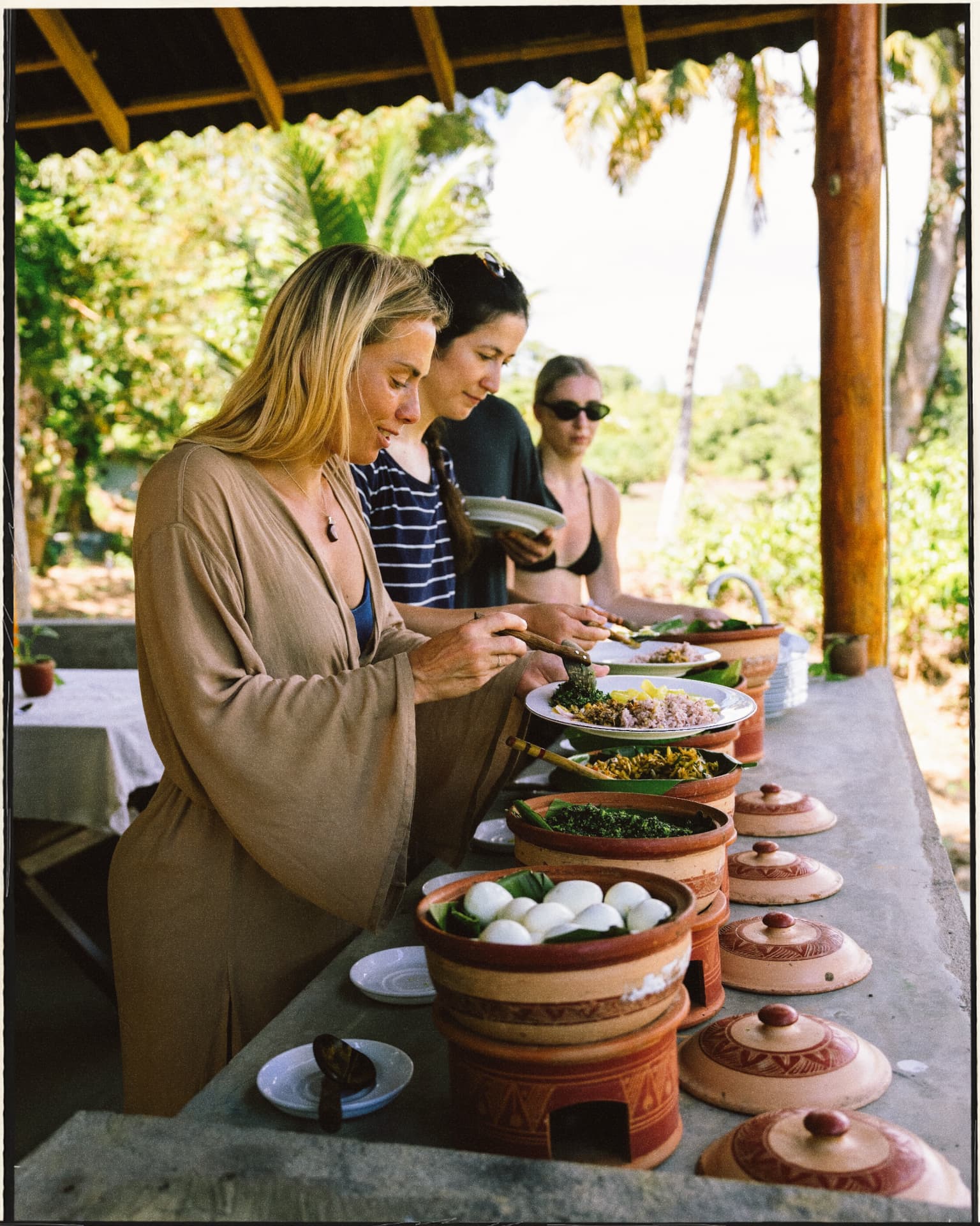 Rice and curry lunch served from clay pots
